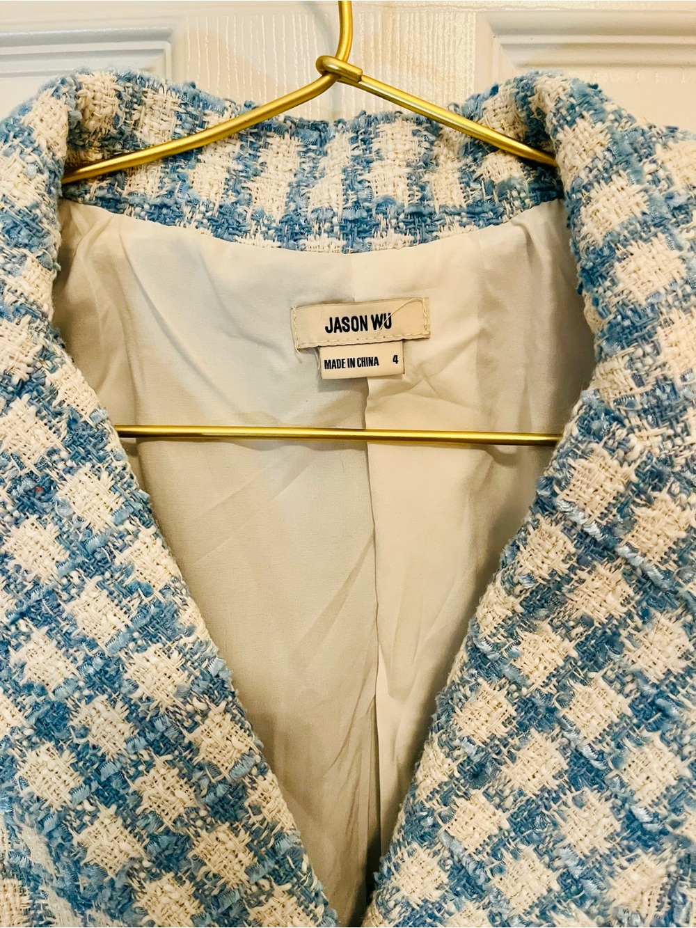π Jason Wu Blue & Ivory Tweed Cropped Blazer & Skort Set - Picture 8 of 14